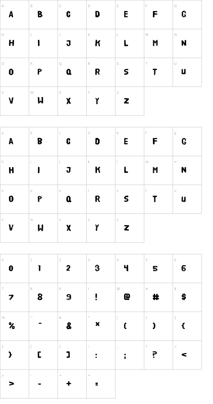Character Map HVD Poster Font