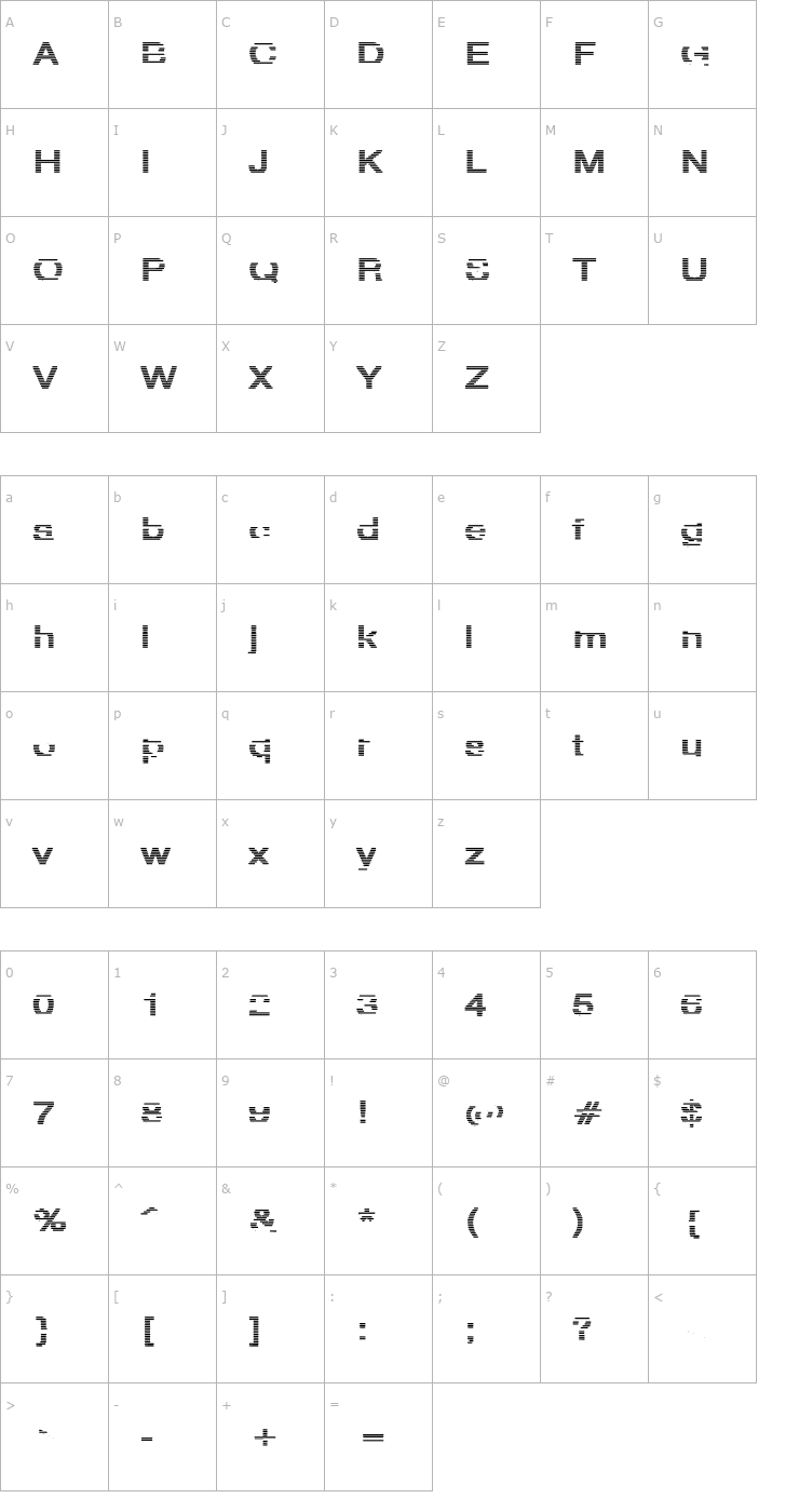 Character Map HvStripe-ExtraBold Hollow Font