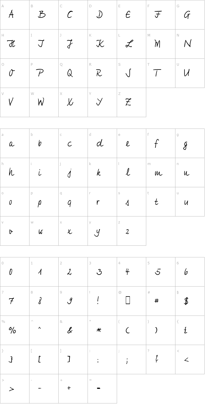 Character Map HW Jeff Font