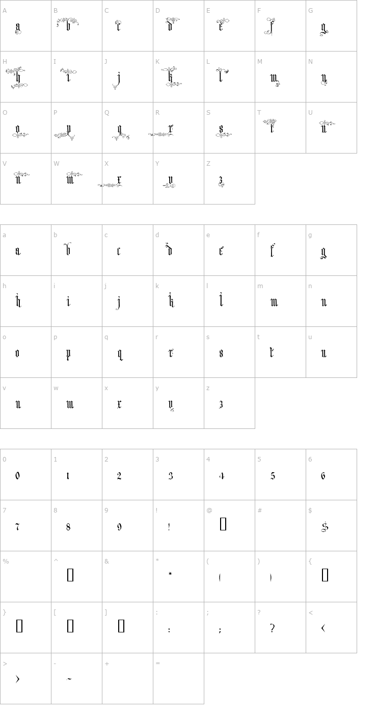 Character Map HW, ScriptFun - Ardenwood Font