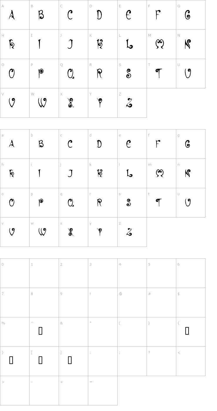 Character Map Hyacinth Font