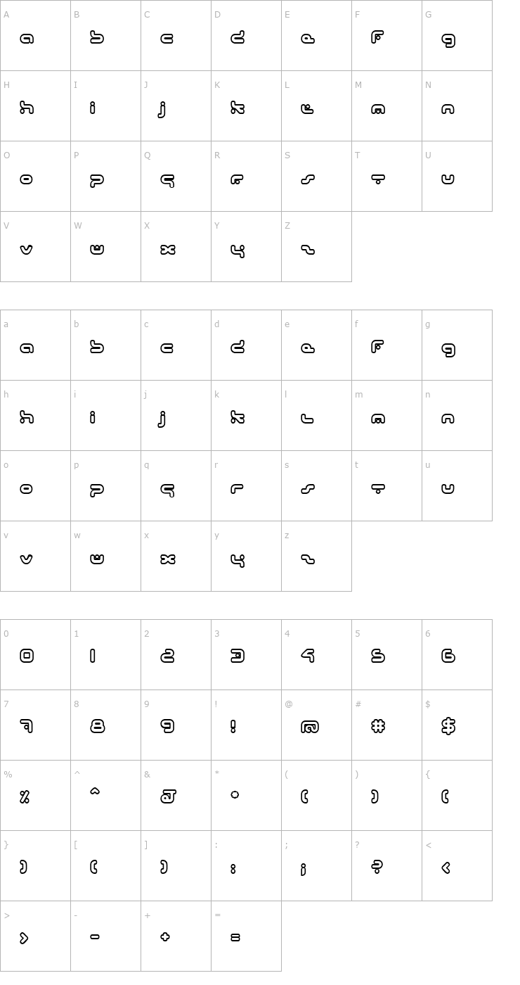 Character Map hybrid Outline Font