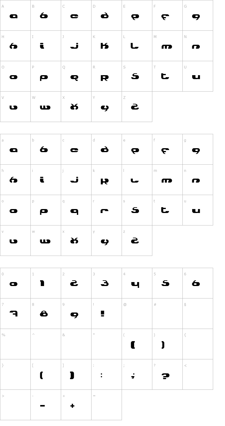 Character Map Hydro Font