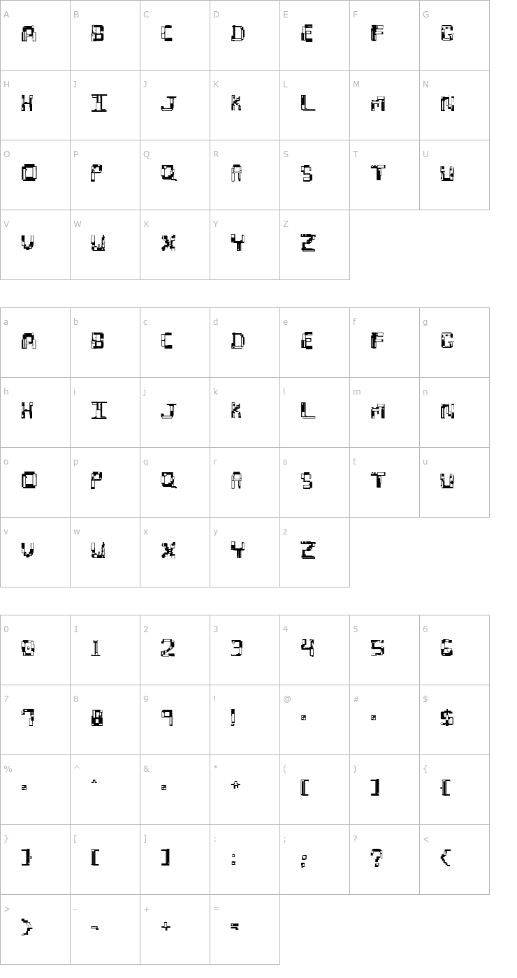 Character Map Hydrogen Font