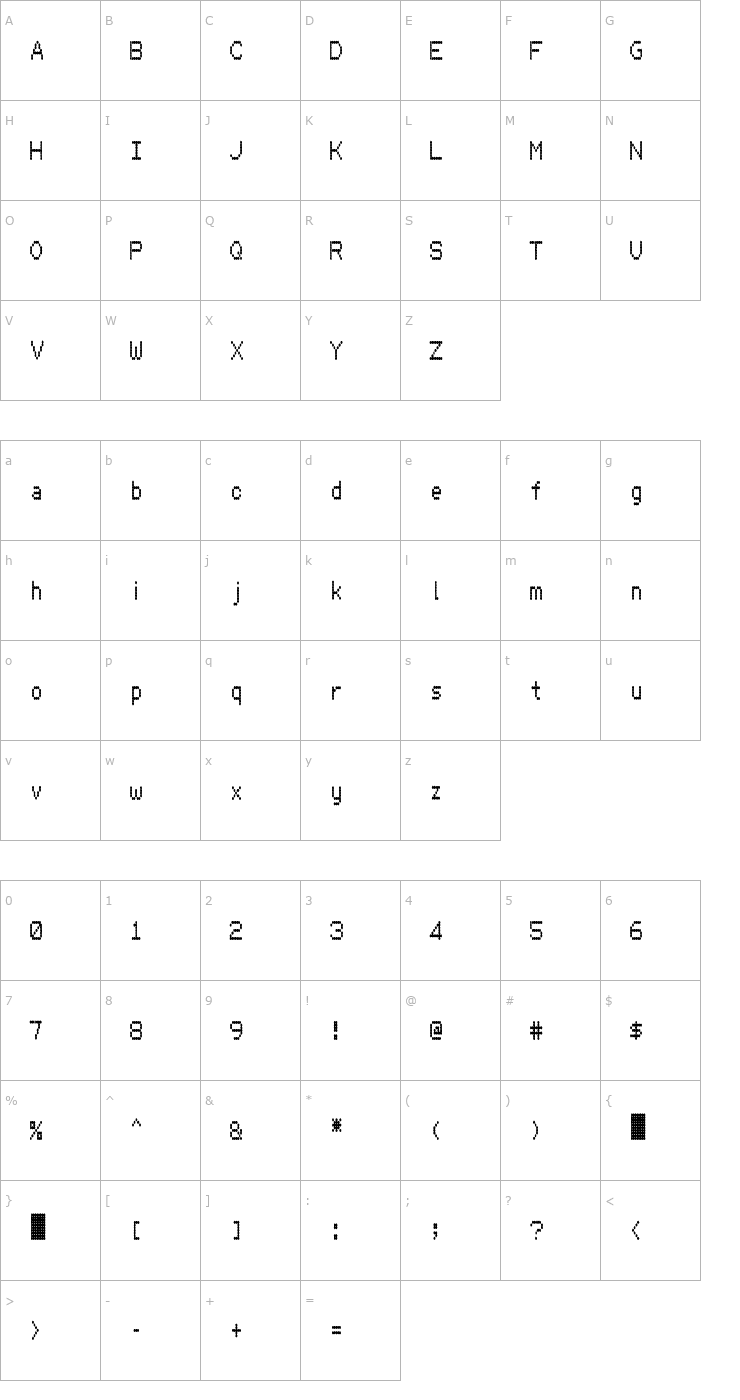 Character Map Hydrogen Type Font