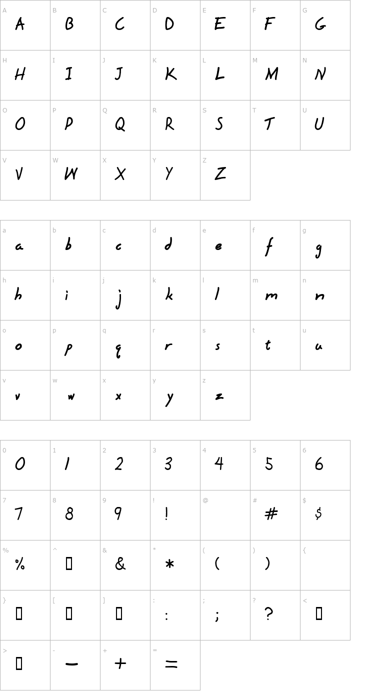 Character Map Hyena Font