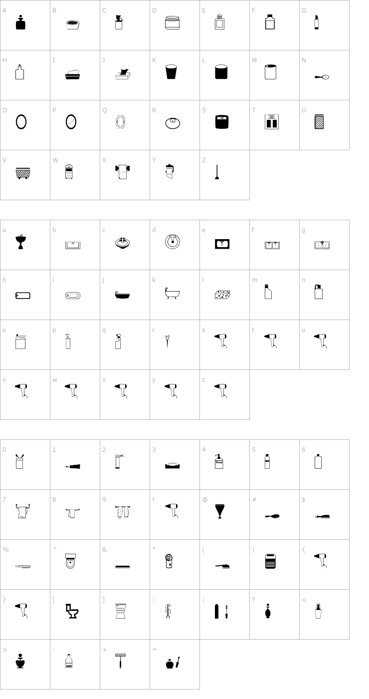 Character Map Hygiene Font