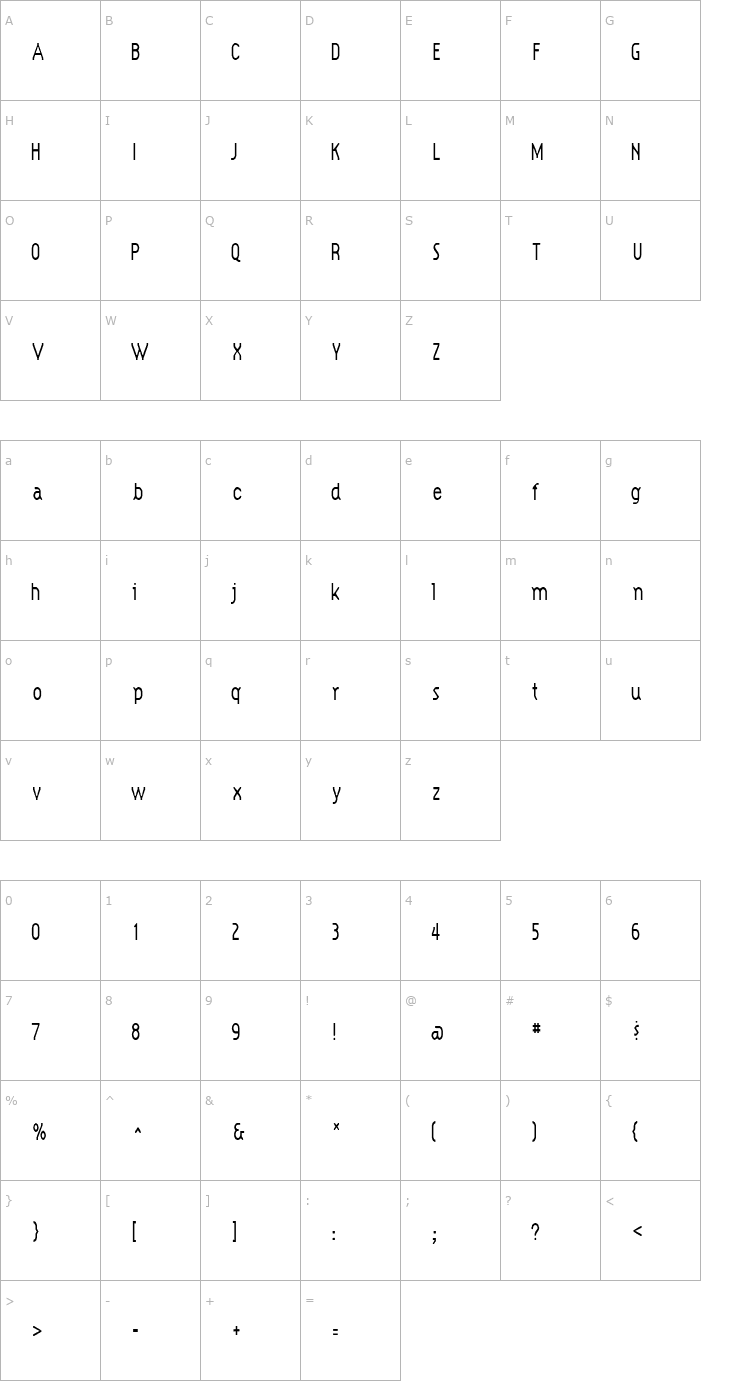 Character Map HypeStyleCondensed Font