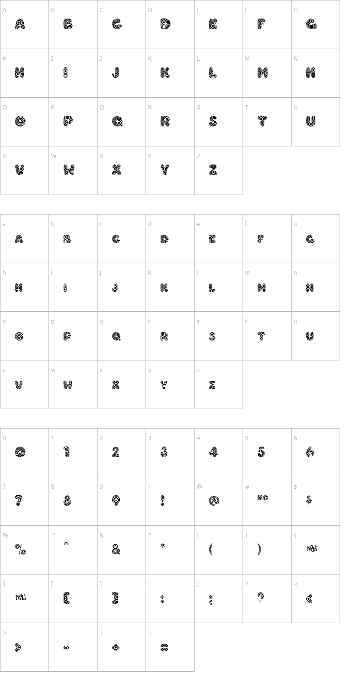 Character Map Hypmotizin Font