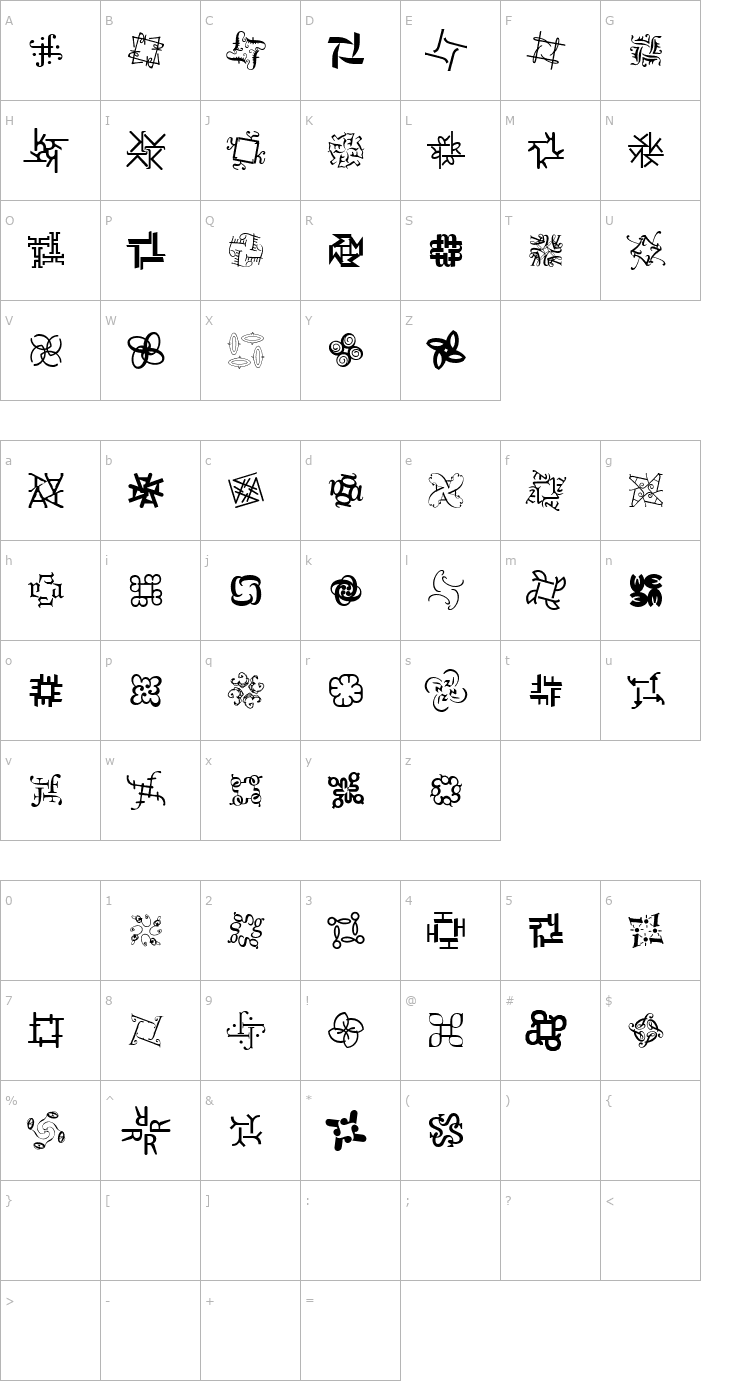 Character Map Hypnopaedia One Font