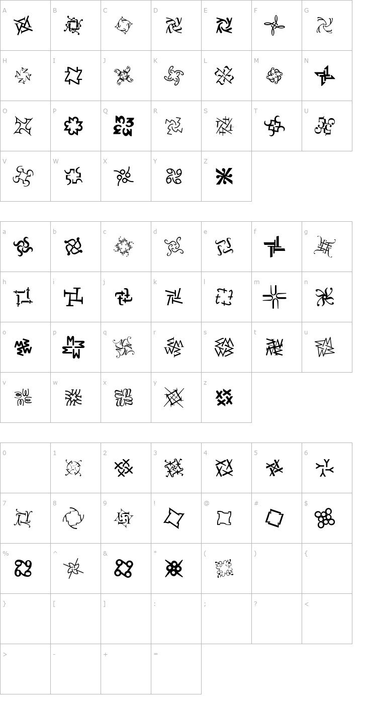 Character Map Hypnopaedia Two Font