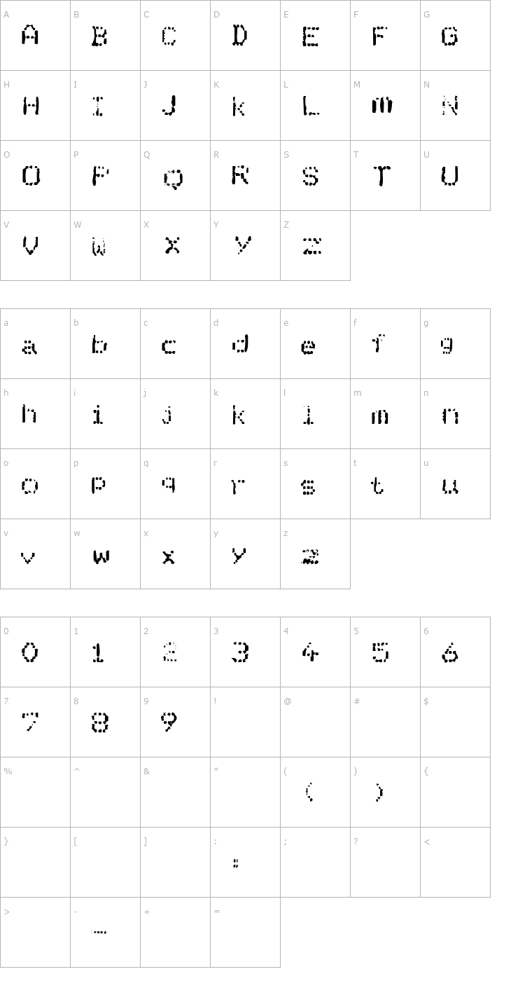 Character Map I am Monomer Font
