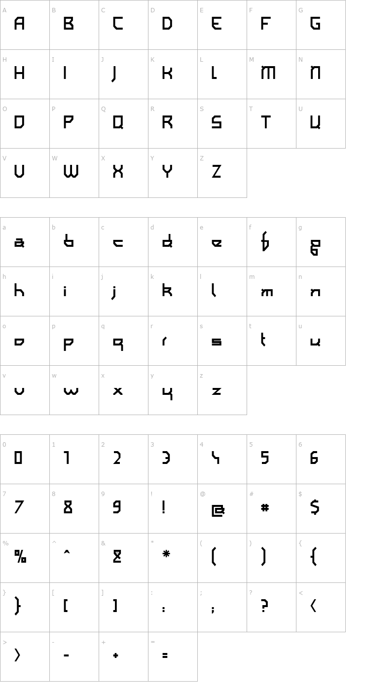Character Map I am simplified Bold Font