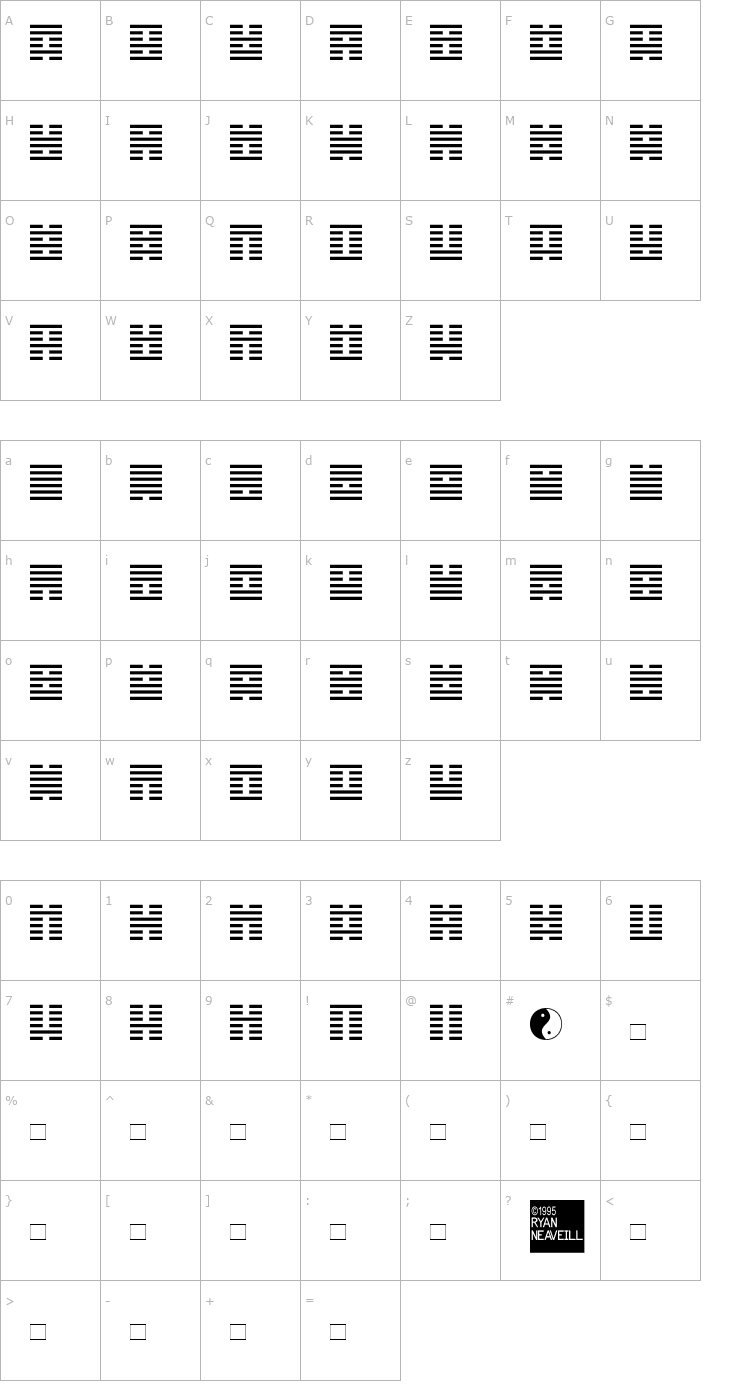 Character Map I Ching Font