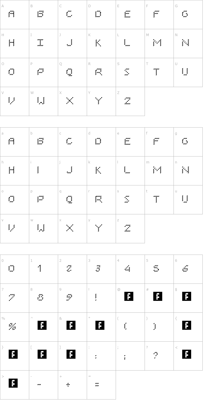 Character Map I Robot Font