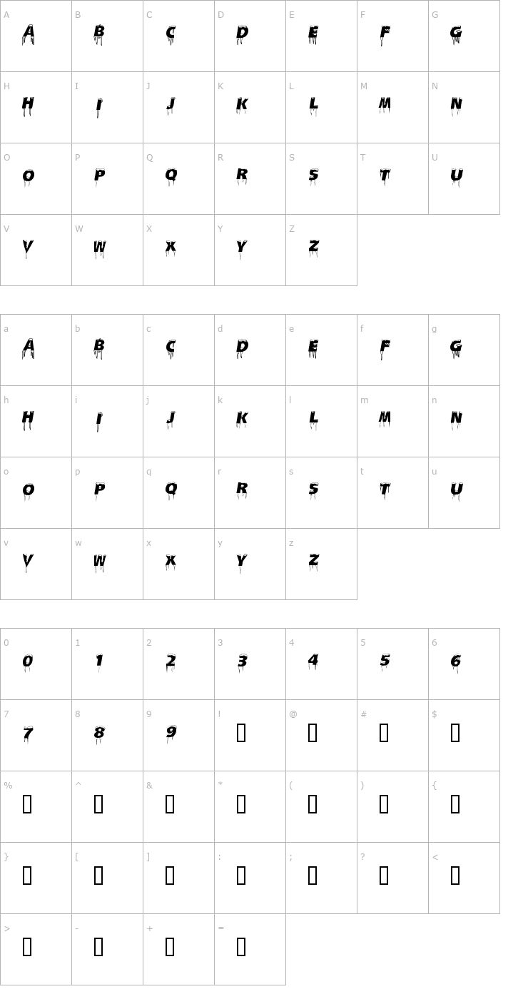 Character Map Ice Caps Font