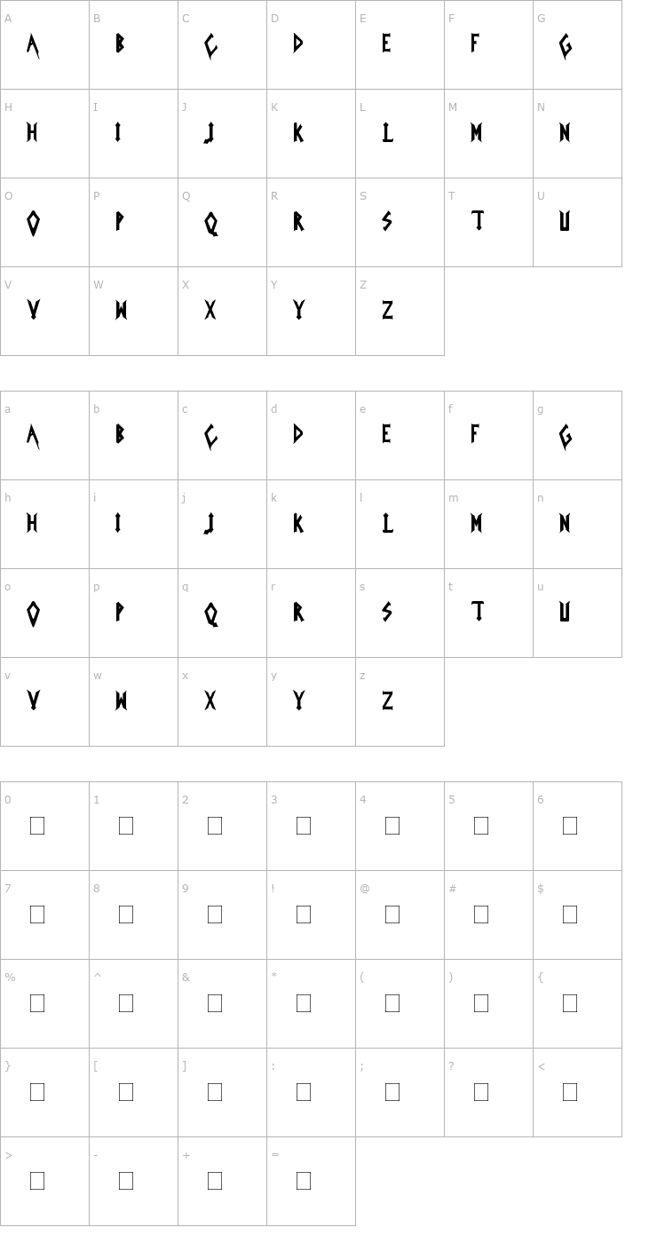 Character Map Iced Earth Font
