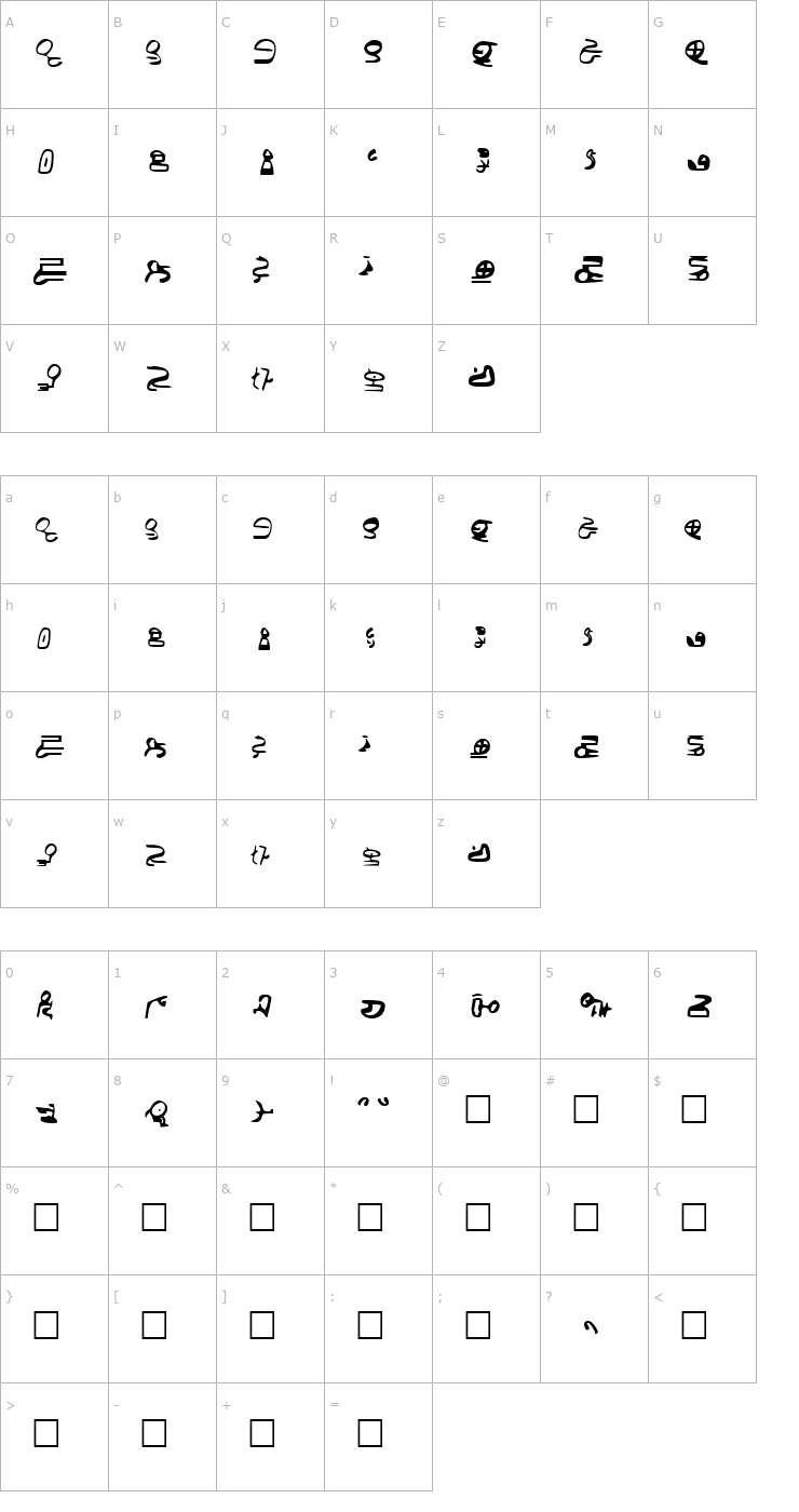 Character Map ID4 Alien Script Font