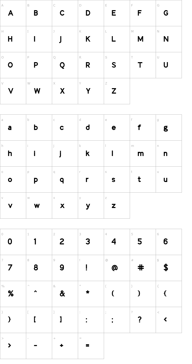 Character Map IdentikalSans Bold Font