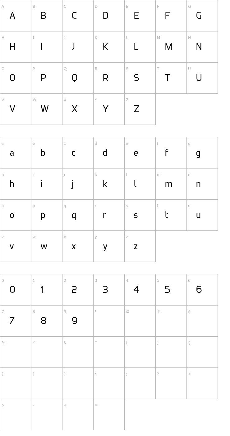 Character Map Ideoma Technit Font