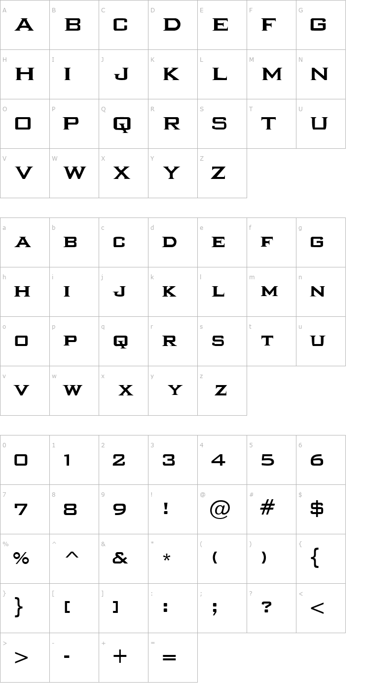 Character Map Ikarus Regular Font