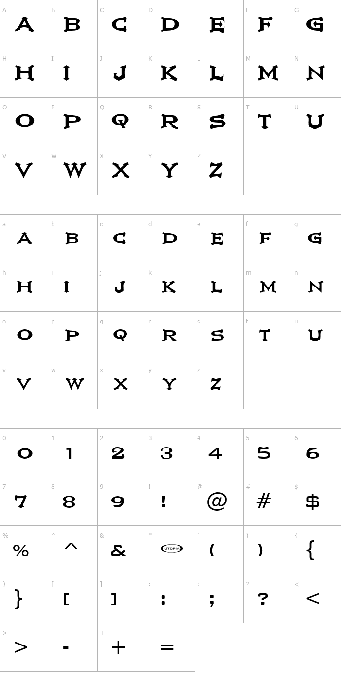 Character Map Ikarus Vulture Font