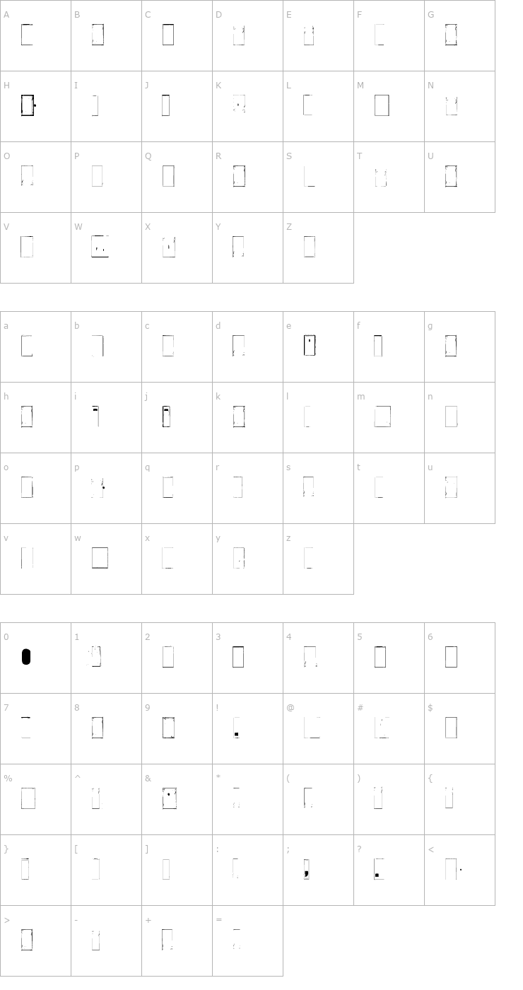 Character Map IKHIOOGLAwithout Font
