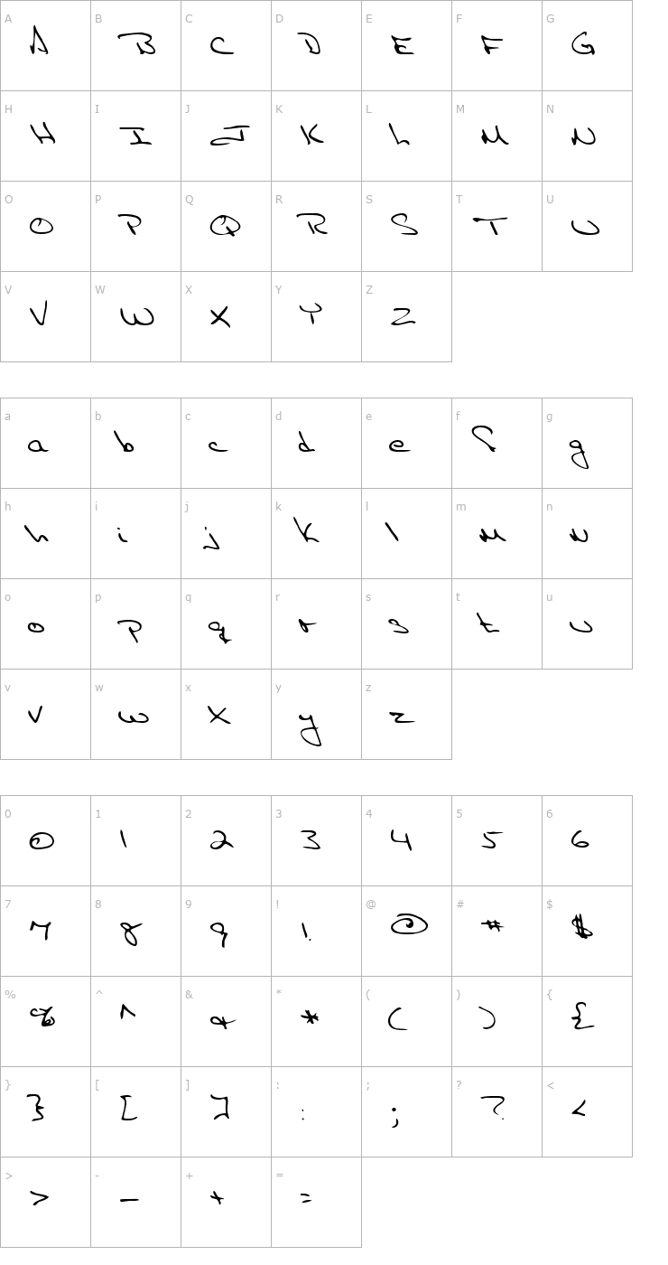 Character Map Illini Regular Font