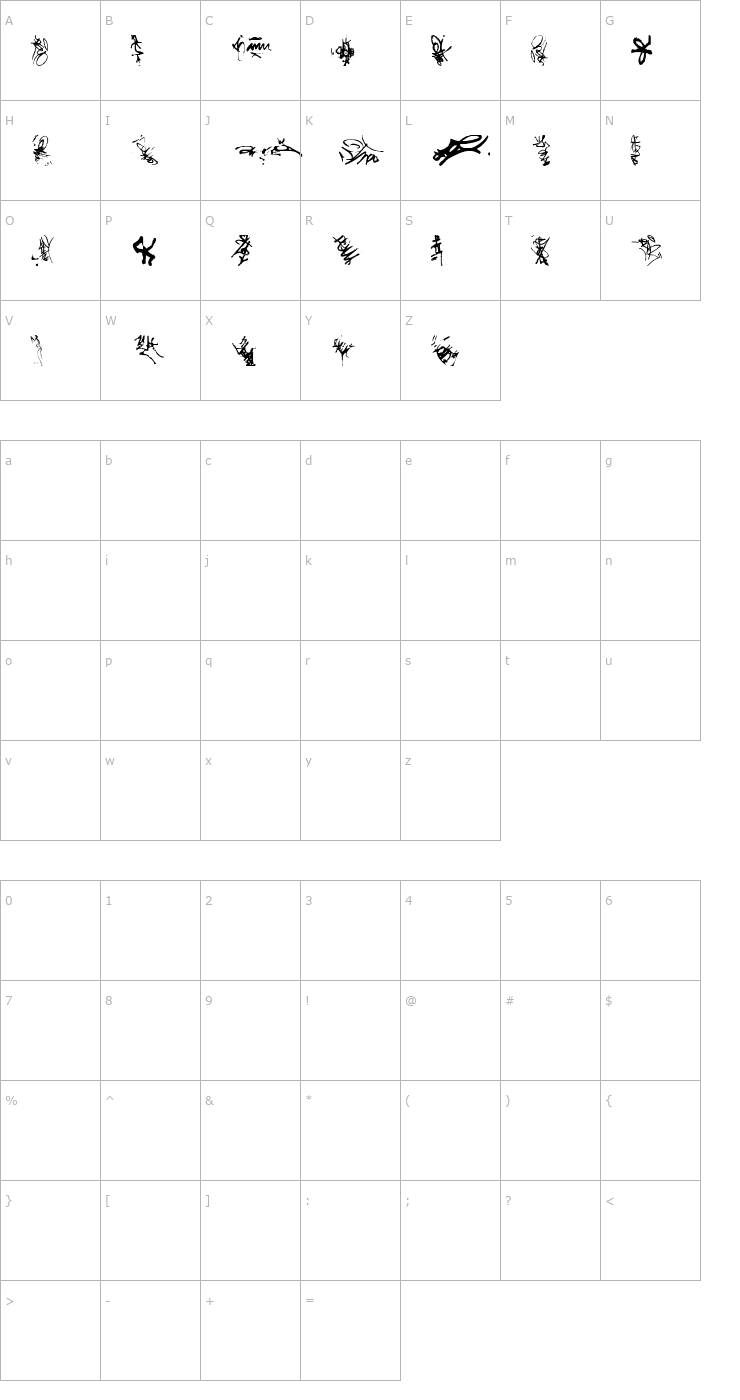 Character Map Illiterate Font