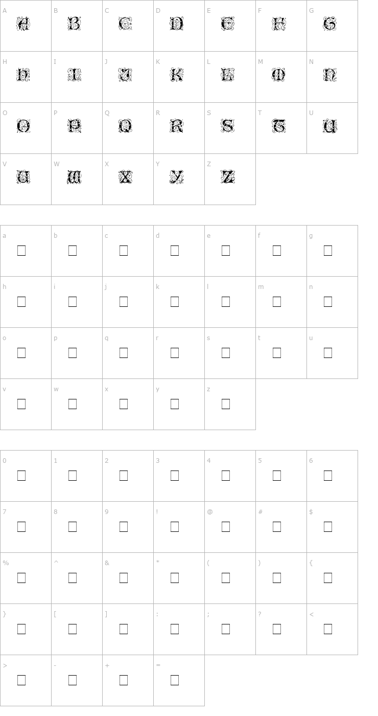 Character Map IlluminatiTwoSSiDisplayCaps Medium Font
