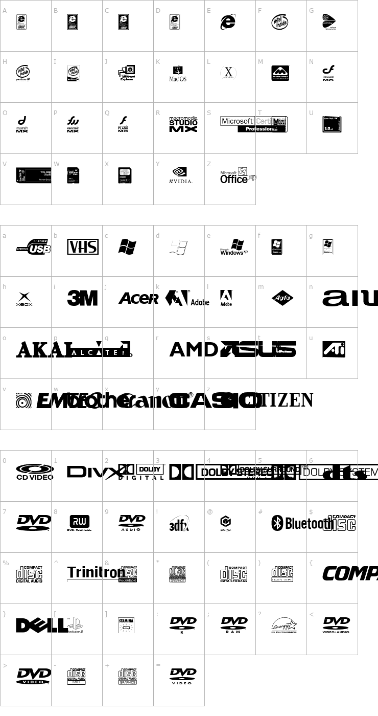 Character Map Illustrate IT Font