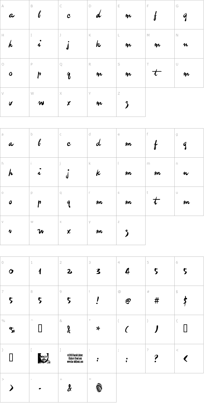 Character Map imitationDemo Font