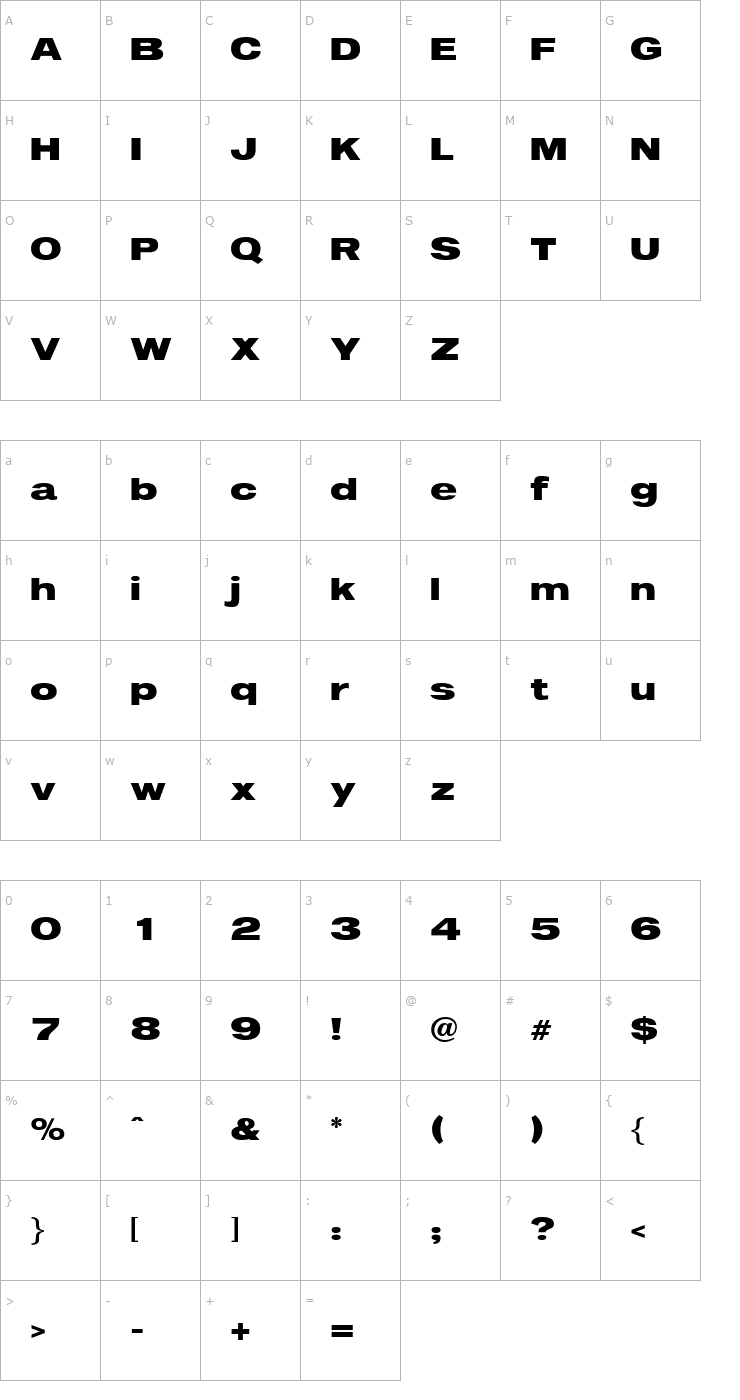 Character Map Immediate Font