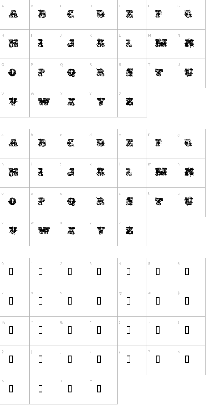 Character Map immoral Font