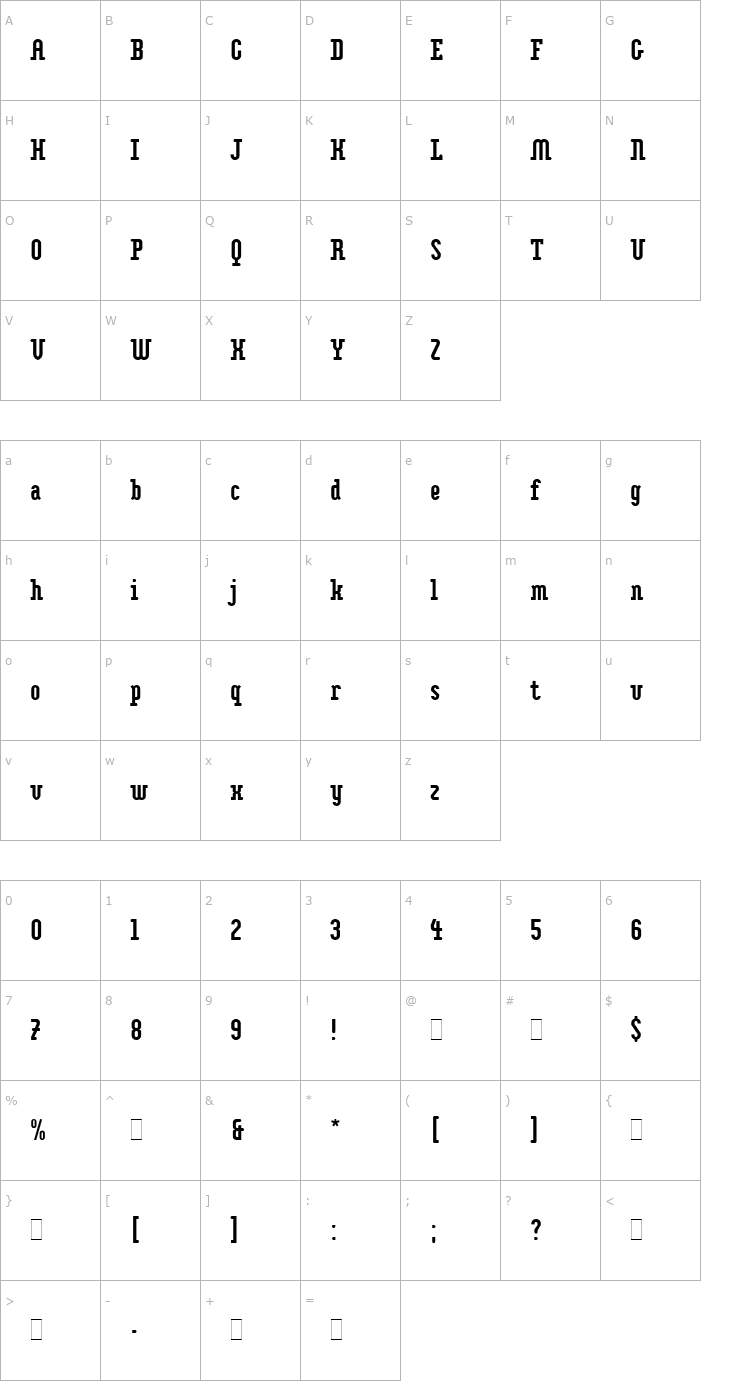 Character Map Impakt Plain Font
