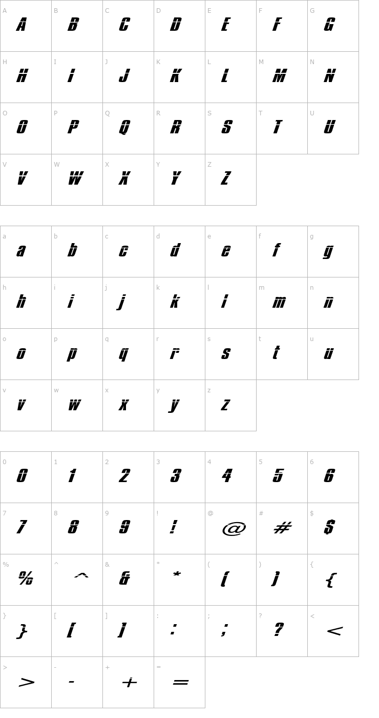 Character Map Impossible - 500 Font
