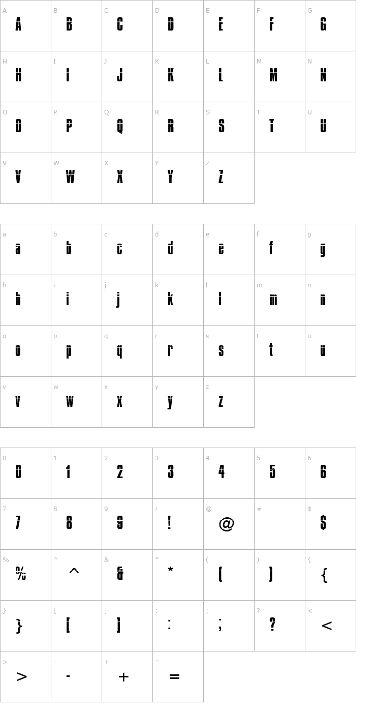 Character Map Impossible Font