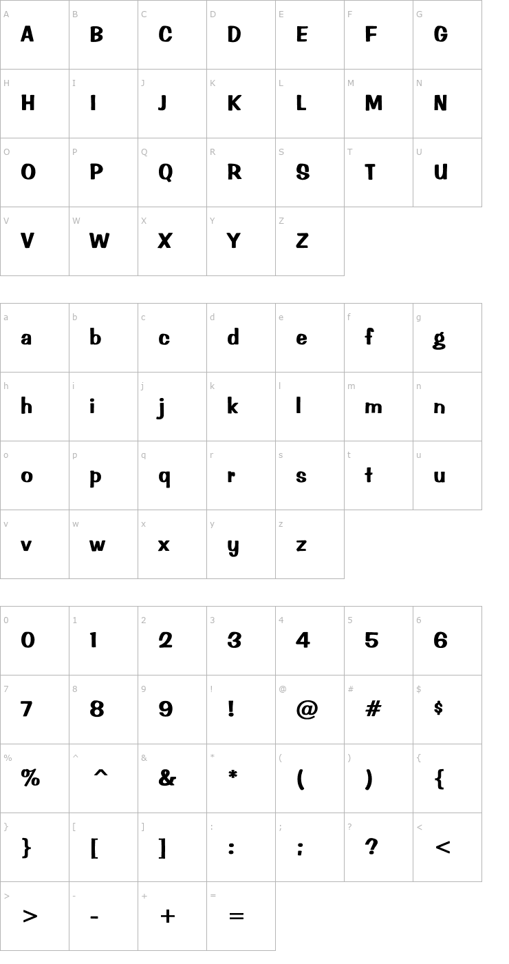 Character Map Impressed Bold Font