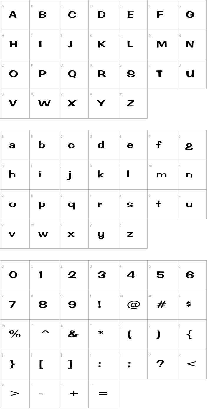 Character Map Impressed Ex Font