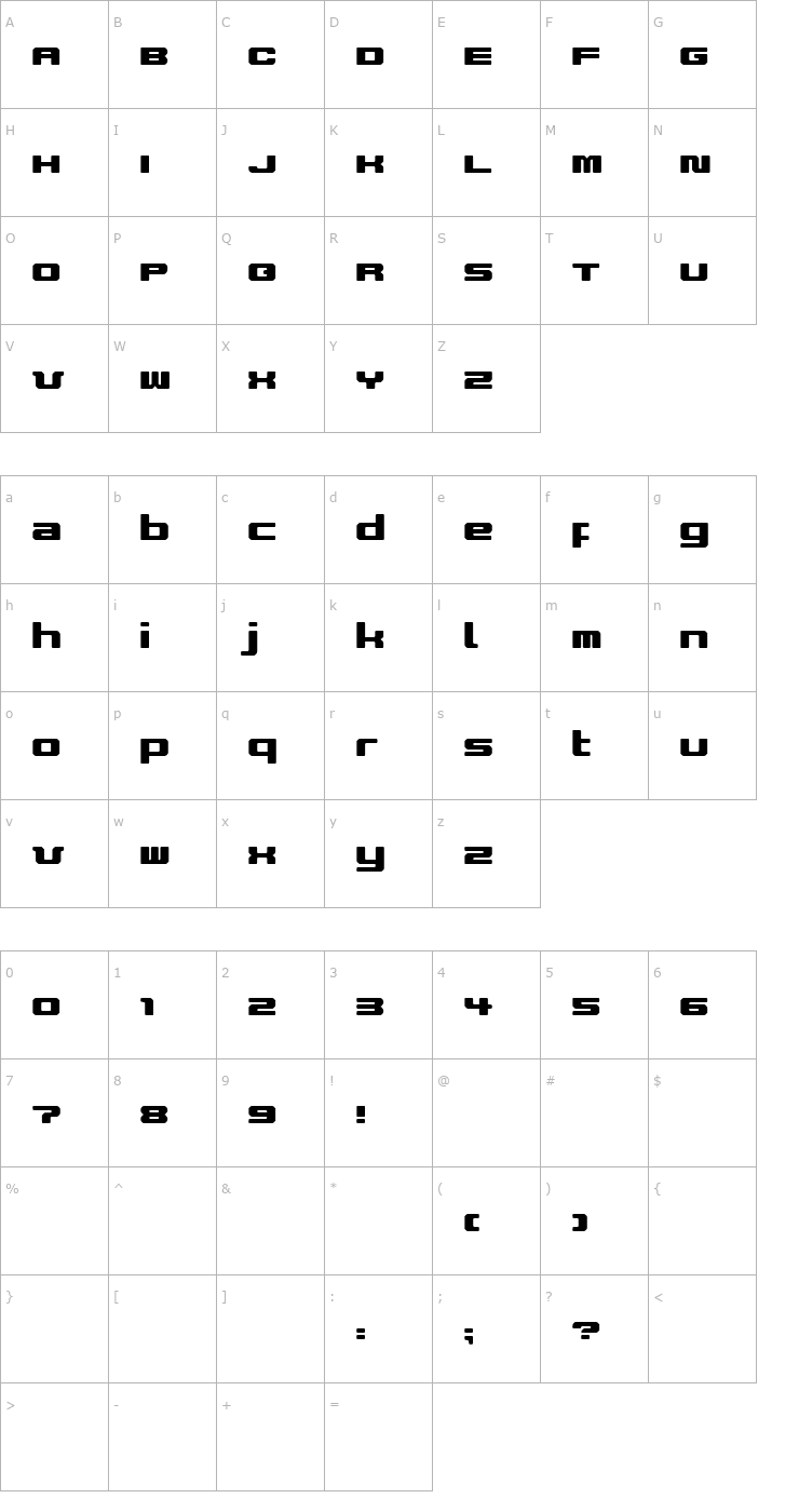 Character Map Improvise V9 Font