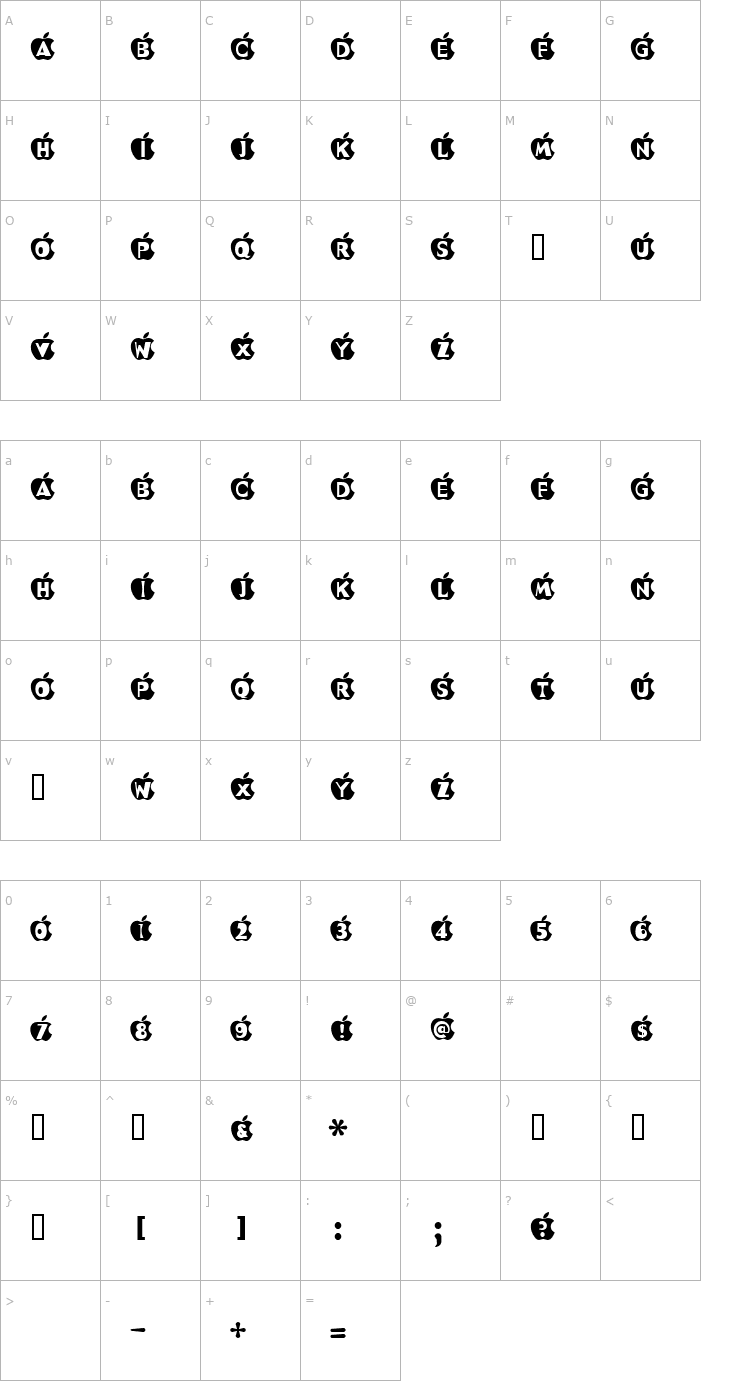 Character Map IN APPLE Font