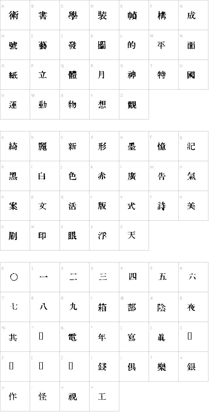 Character Map In_kanji Font
