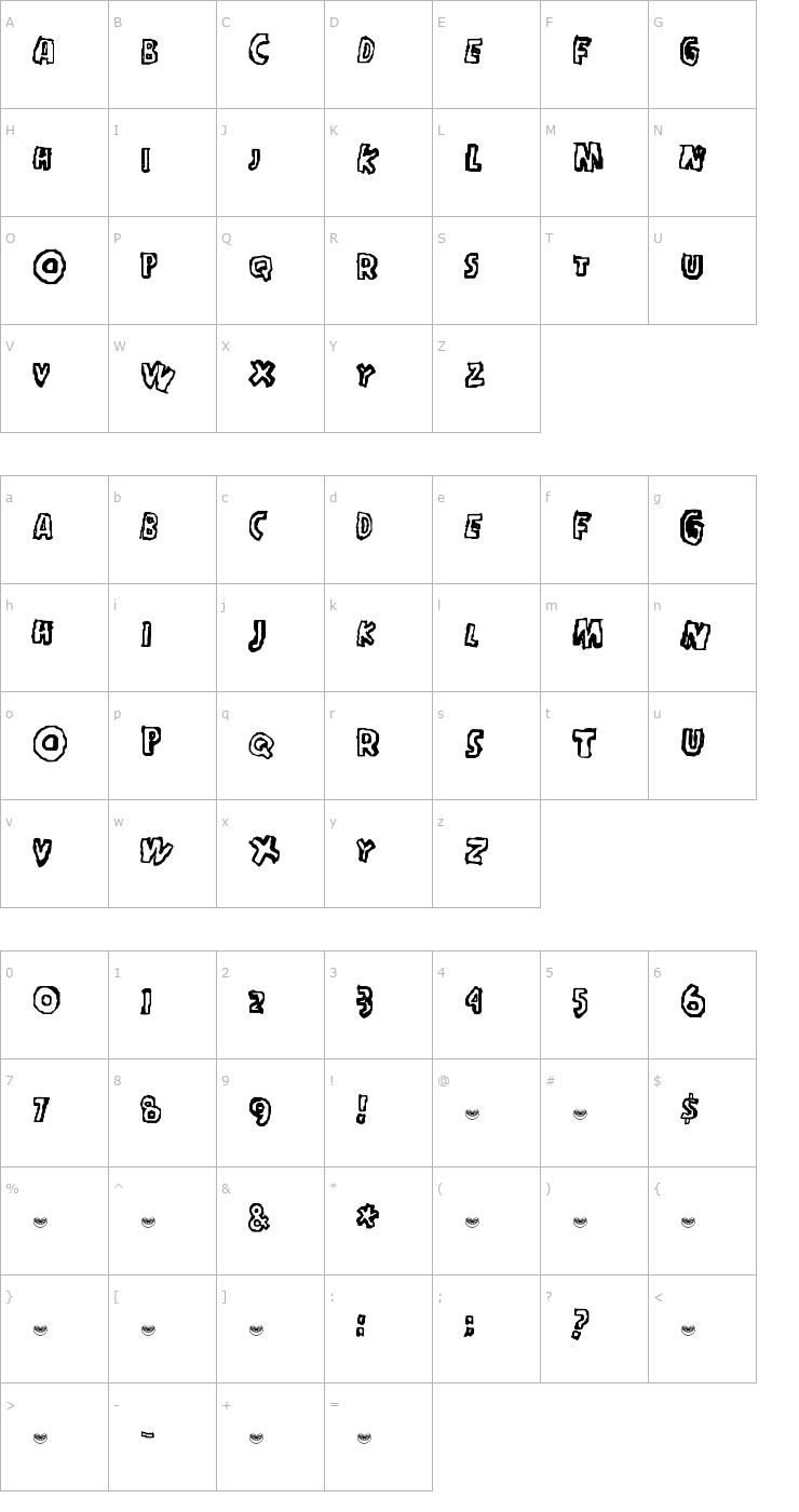 Character Map In my head Font