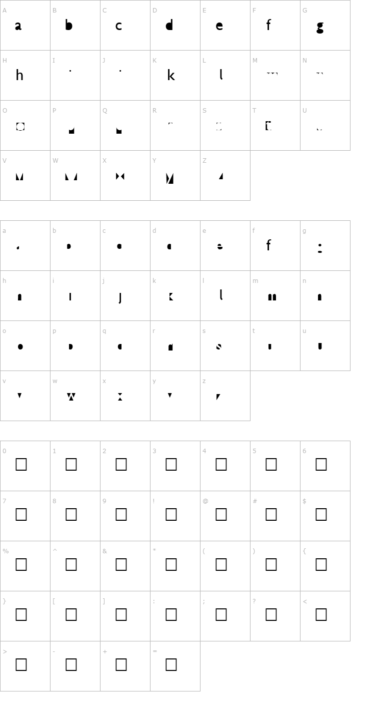 Character Map In-n-Out Font