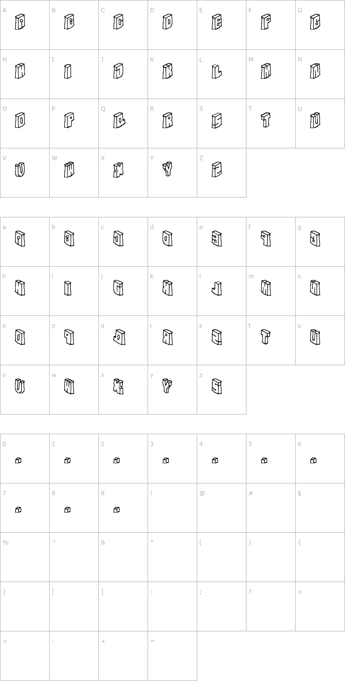 Character Map In The Flesh Font