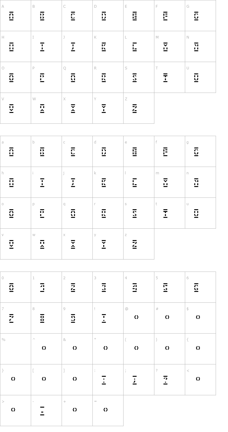 Character Map Inbetween Font