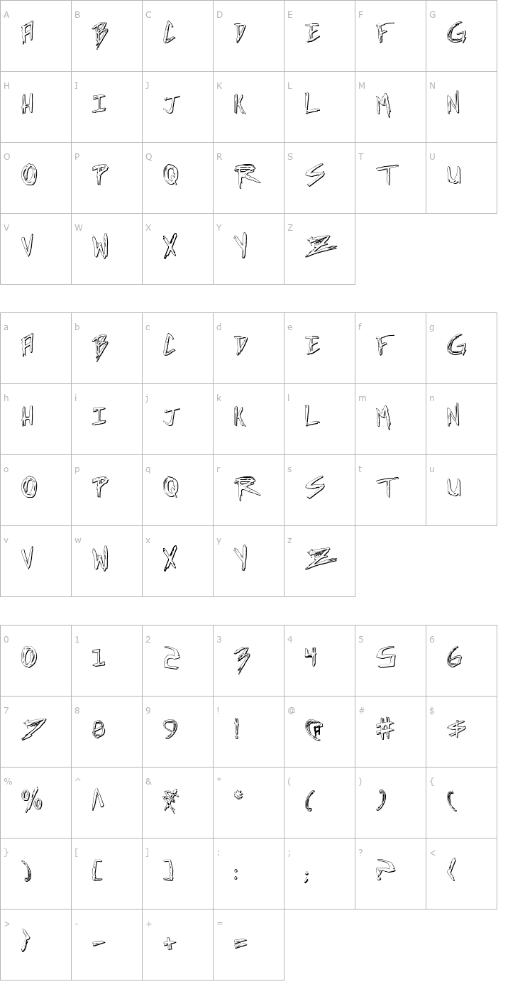 Character Map Incubus Shadow Font