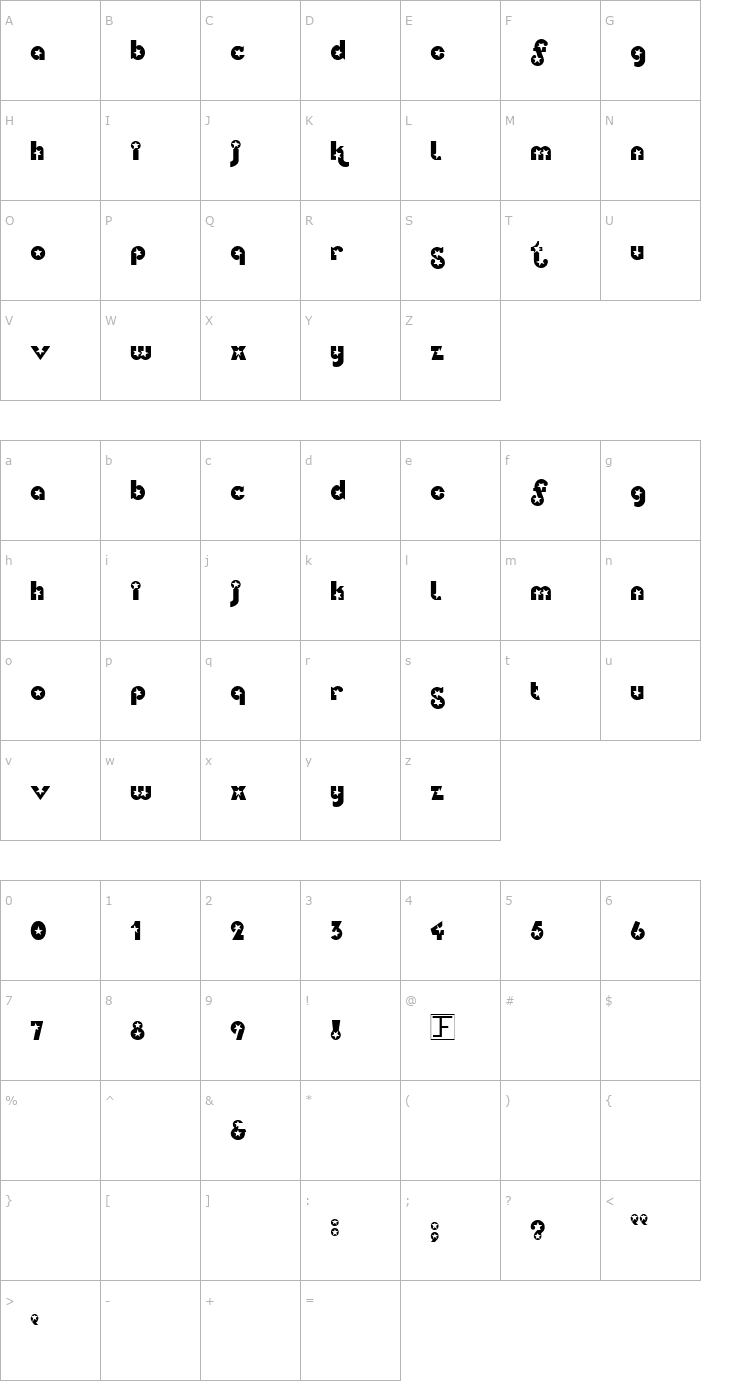 Character Map Independence Font