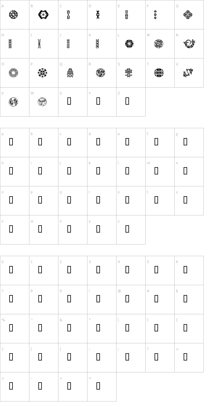 Character Map IndianDesigns Font