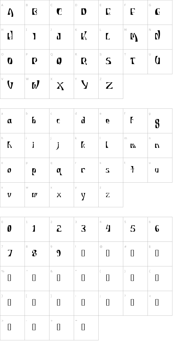 Character Map INDIOSBRAVOS TITLING Font